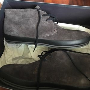 Grey suede Prada chukka boots